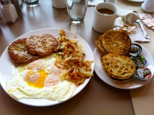 Just a phenomenal classic diner breakfast (except it's turkey sausage-sorry). Chicago, IL. November 2011.